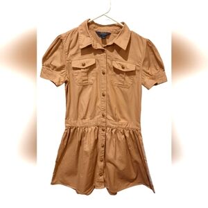 Polo Ralph Lauren Khaki Button Down Short Sleeve Cotton Dress size 16